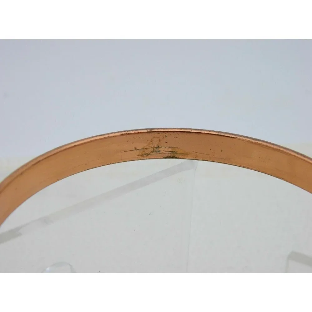 MATISSE RENOIR White Grey Gray Stripe Enamel Copper Bangle Bracelet
